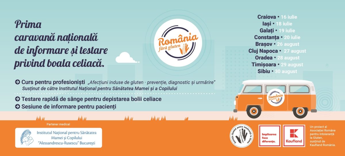Caravana testare boala celiaca_Asociatia Romana pentru Intoleranta la Gluten Kaufland și ARIG dau startul primei caravane de informare și testare gratuită pentru boala celiacă în România
