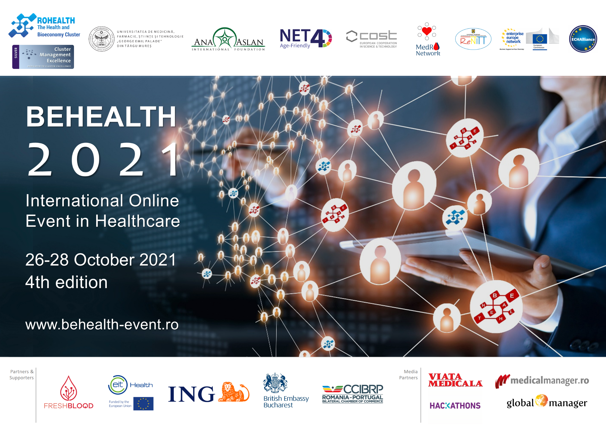 Oportunităţi pentru antreprenori şi specialişti în cercetare şi inovare în sănătate la evenimentul internaţional virtual BEHEALTH 2021