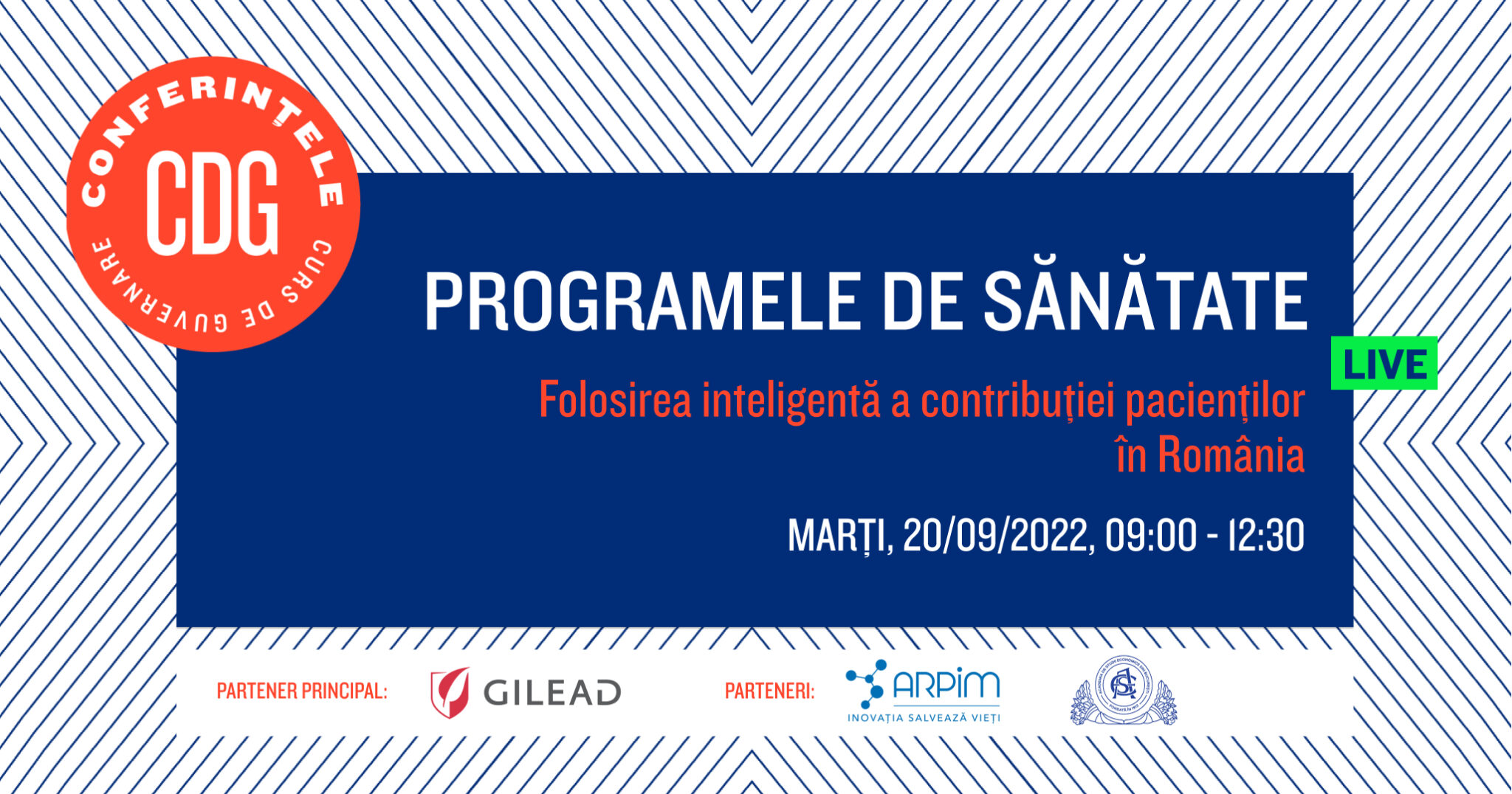 Conferinţa "Programele de Sănătate ale României: folosirea inteligentă a contribuţiei pacienţilor", marţi, 20 septembrie, de la ora 9.00