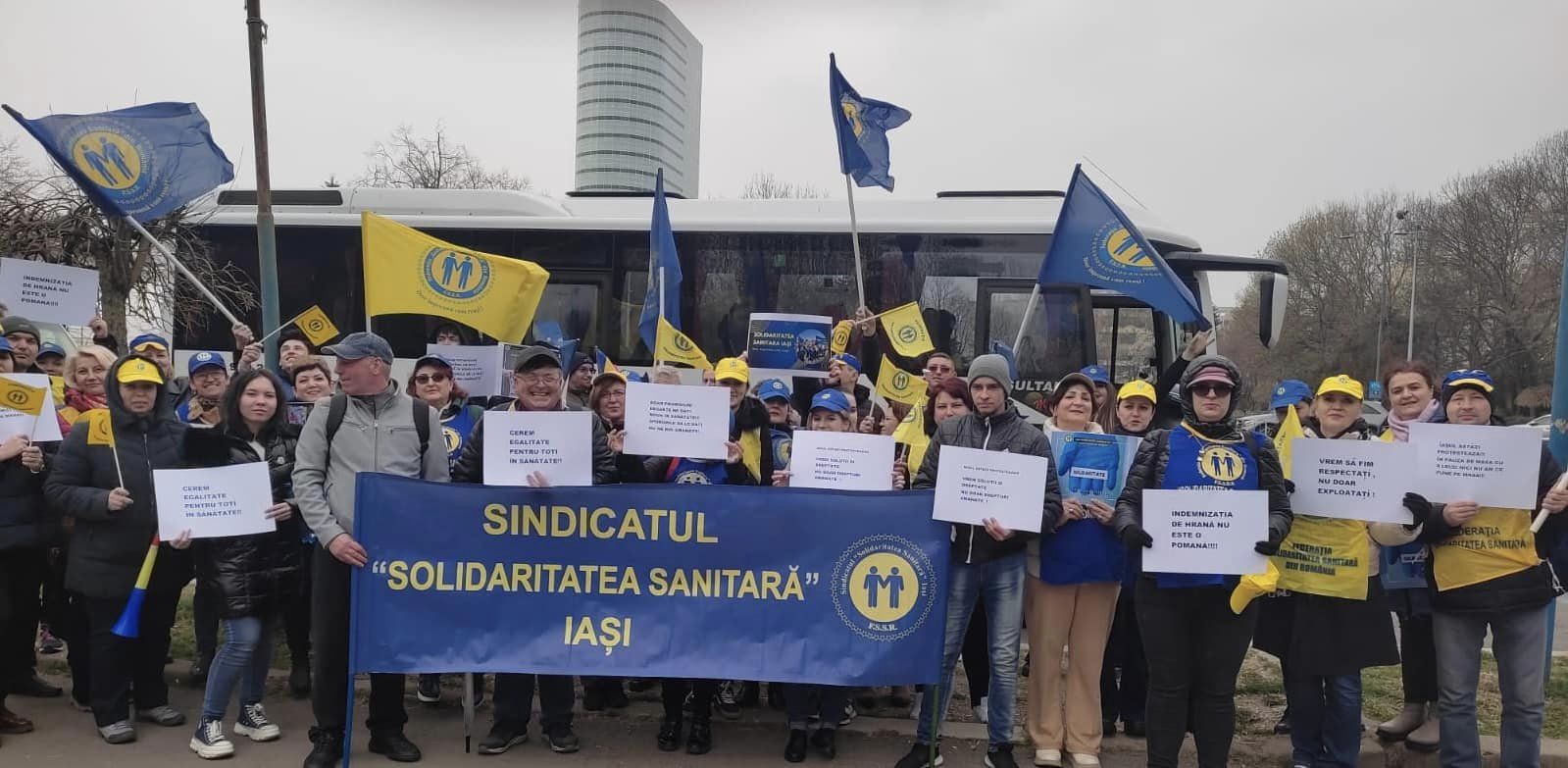 Miting şi marşuri de protest organizate în Capitală de federaţia sindicală ”Solidaritatea Sanitară”. Principalele revendicări